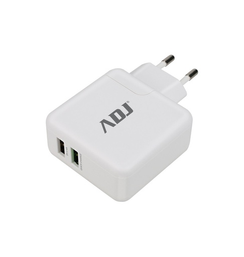 [110-00111] ADJ 2-Poorts USB Quick Charger - Wit